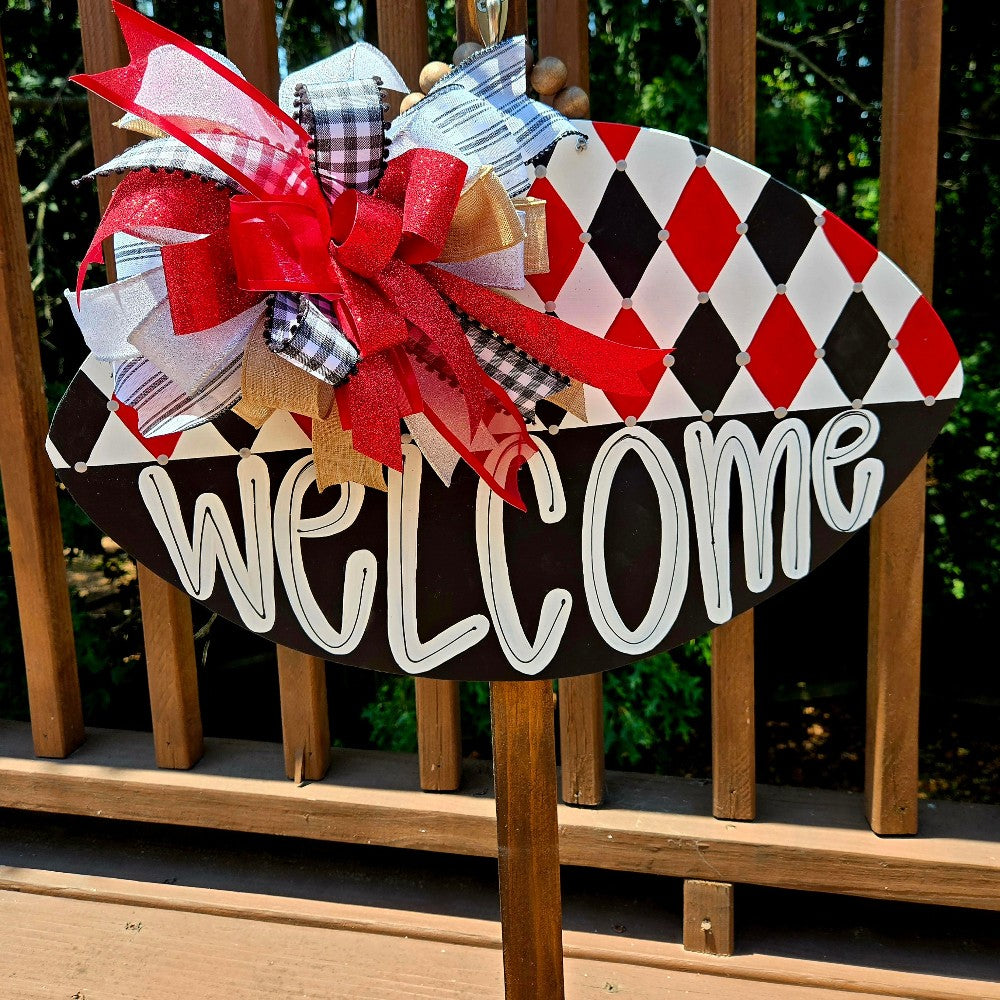 Red and Black Football Door Hanger|1643