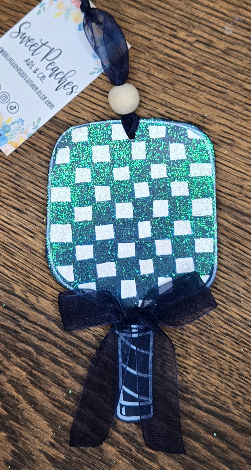 Blue Plaid Pickleball Ornament|1428