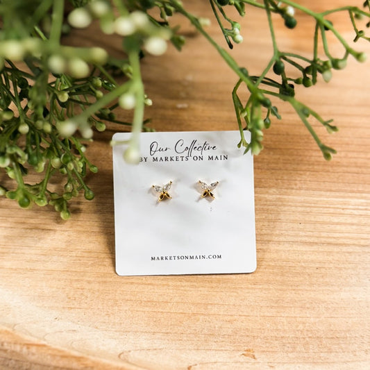 Butterfly Stud Earrings | Gold Dipped Cubic Zirconia|1726