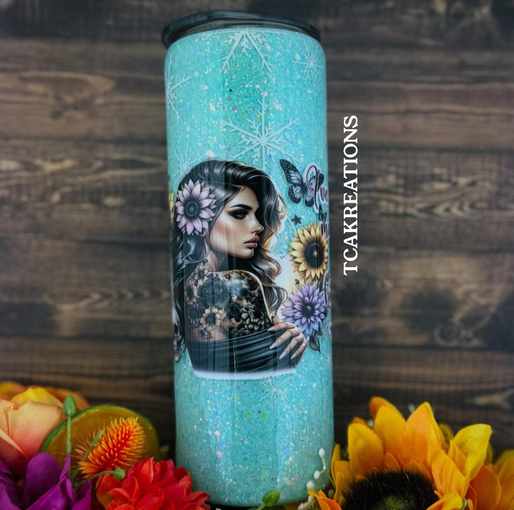 20 oz Tattoo Woman I Survived too many storms to be bothered by the raindrops tumbler|283