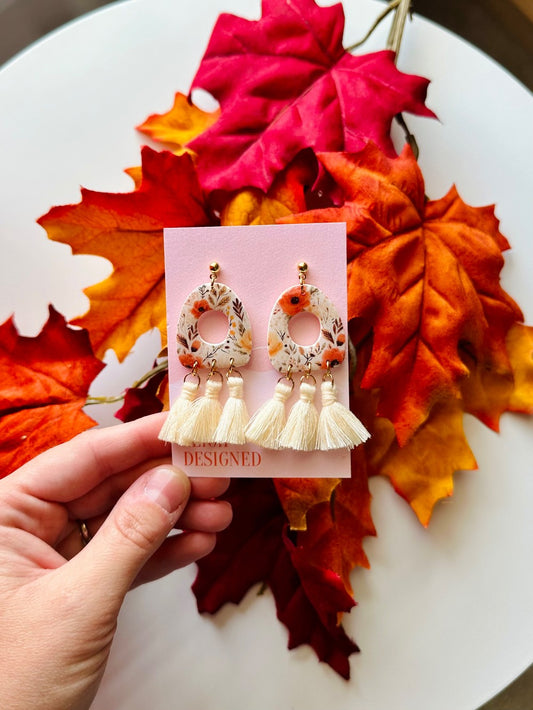 Fall Print Tassel Dangles|1714