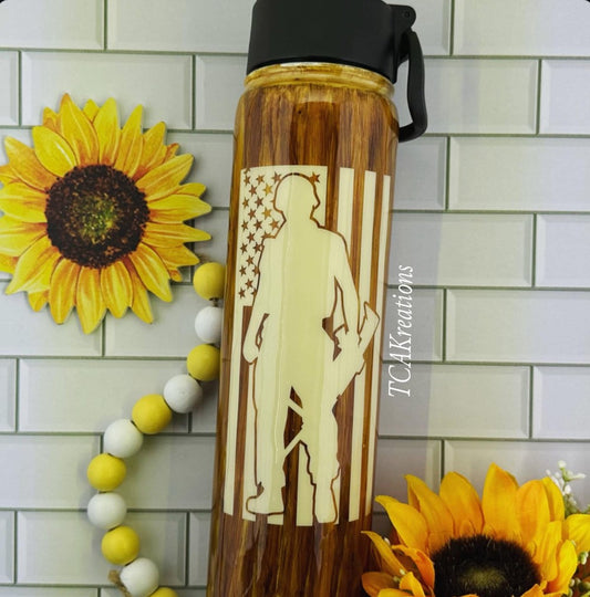 25 oz Woodgrain Soldier Tumbler|671