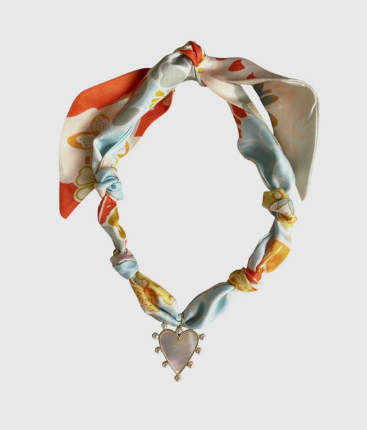 Tahiti Scarf Necklace with pearl heart|562