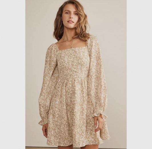 Floral Tan Dress|334