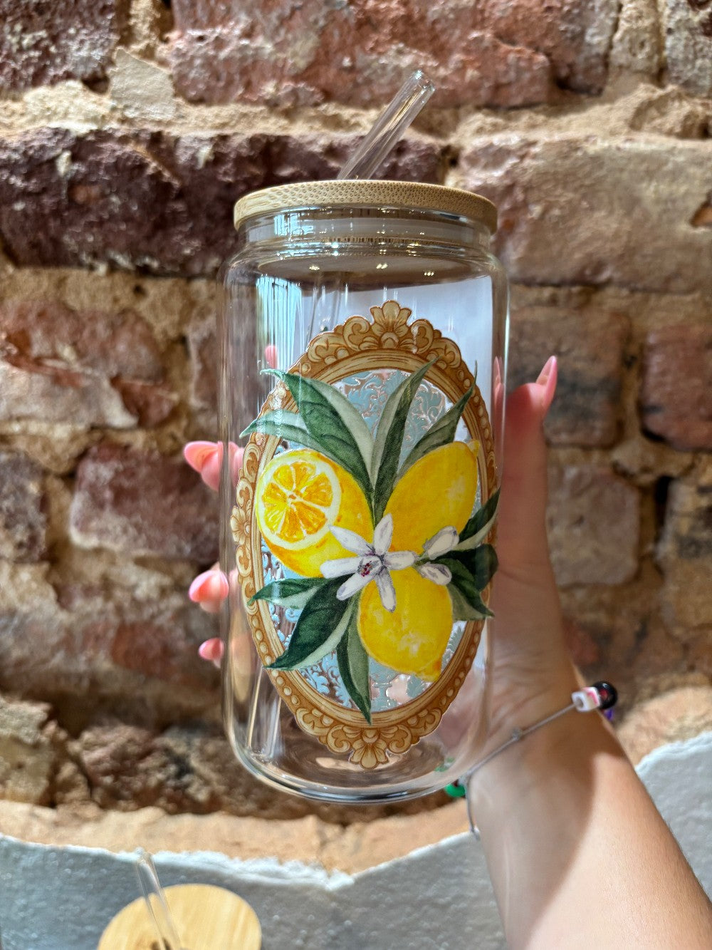 Lemon Frame 16oz Glass Can Cup|1575