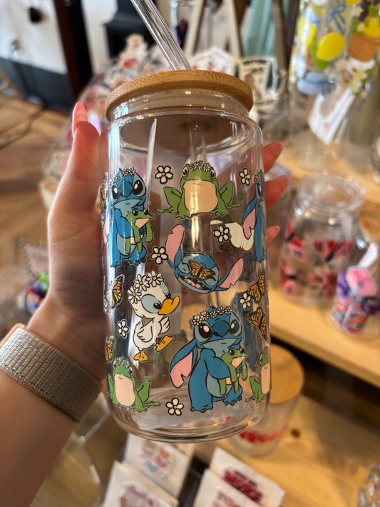 Frogies & Aliens 16oz Borosilicate Glass Can Cup|1591