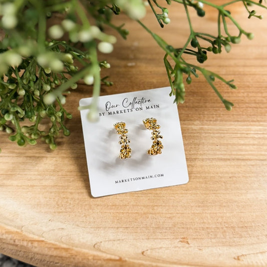Studded Flower Link Solid Hoop Earrings|1731