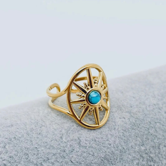 Turquoise Stone Sun Ring|1721