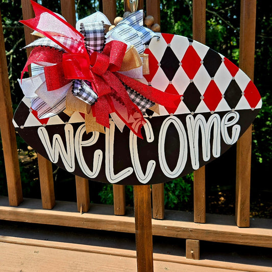 Red and Black Football Door Hanger|1643