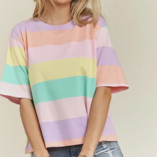 Multi Color Stripe Casual Top|506