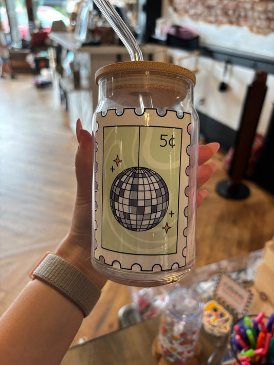Disco Stamp Glass Can Cup|1593