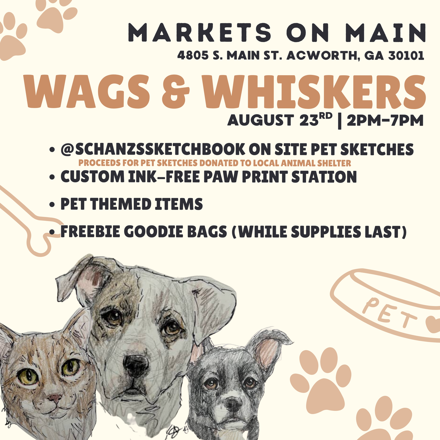 Wags & Whiskers Pet Event | August 23rd | 2pm-4pm