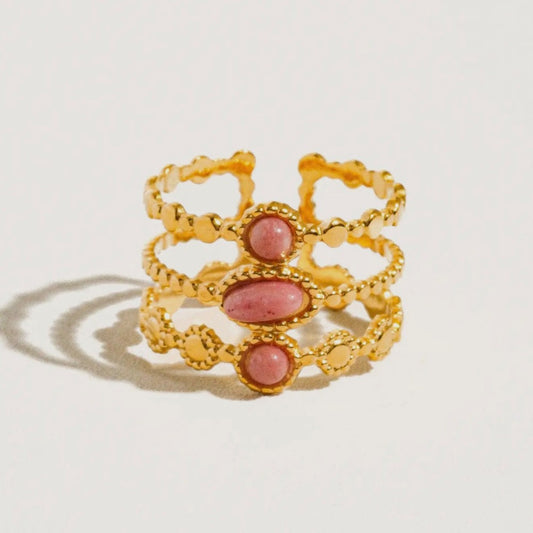 Pink Stone Triple Stack Ring|1717