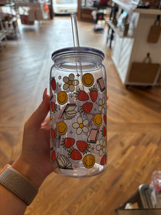 Books & Berries Acrylic Can Cup|1594