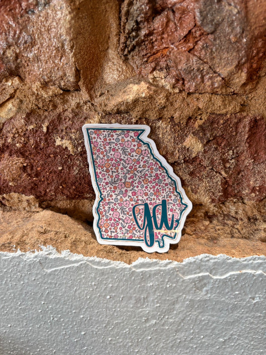 GA State Floral Water Resistant Sticker|1605