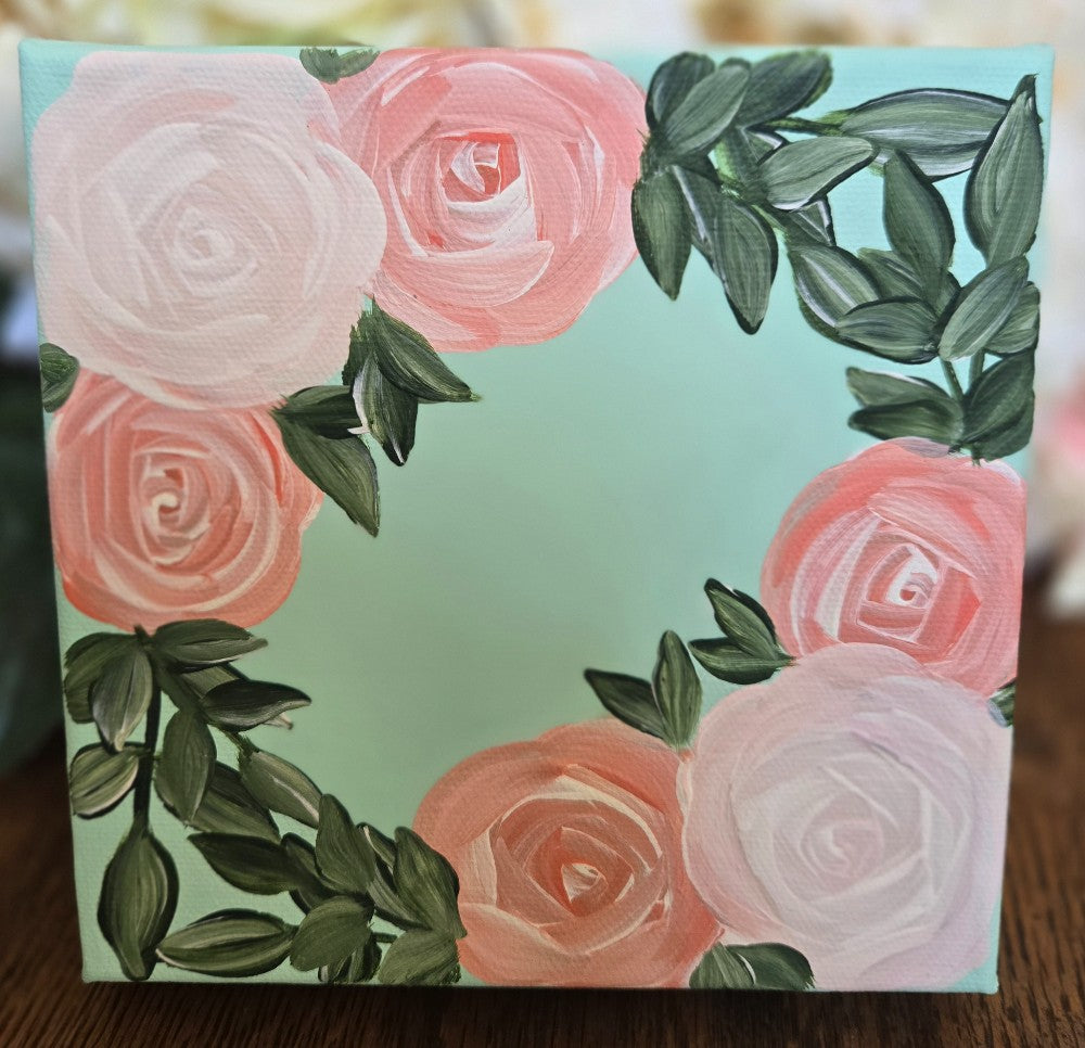 Coral and White Floral Canvas|1304
